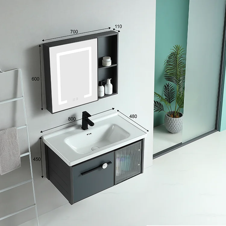 Chinese chaozhou cheap price new design factory aluminum wall mounted vanity sink bathroom cabinet details