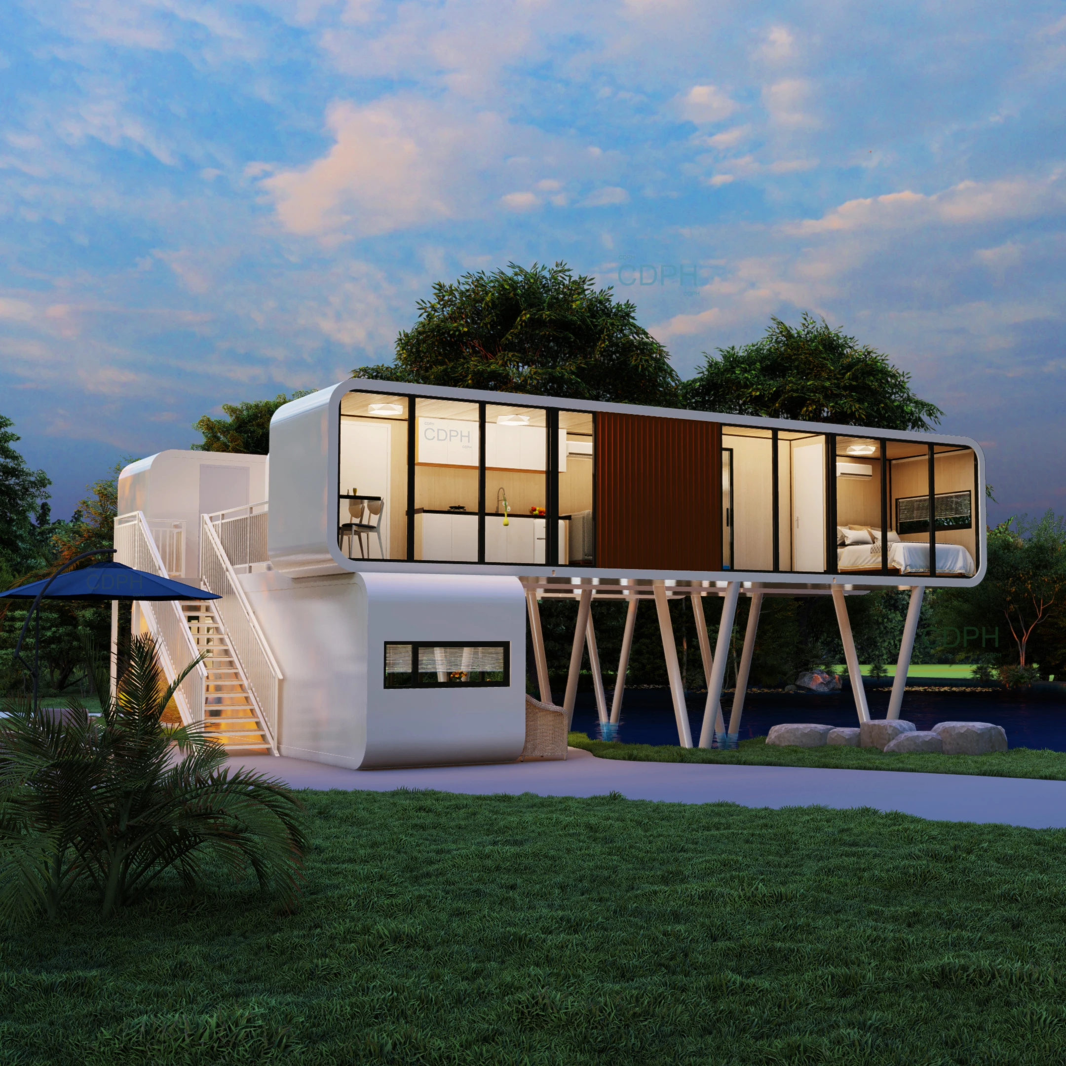 Modern Design Prefab Steel Container Home Detachable Living Room Garden Pod for Hotels or Sale as Apple Cabin