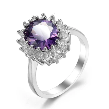 Luxury Purple Zircon Ring wholesale custom Rainbow Stones Romantic Ring