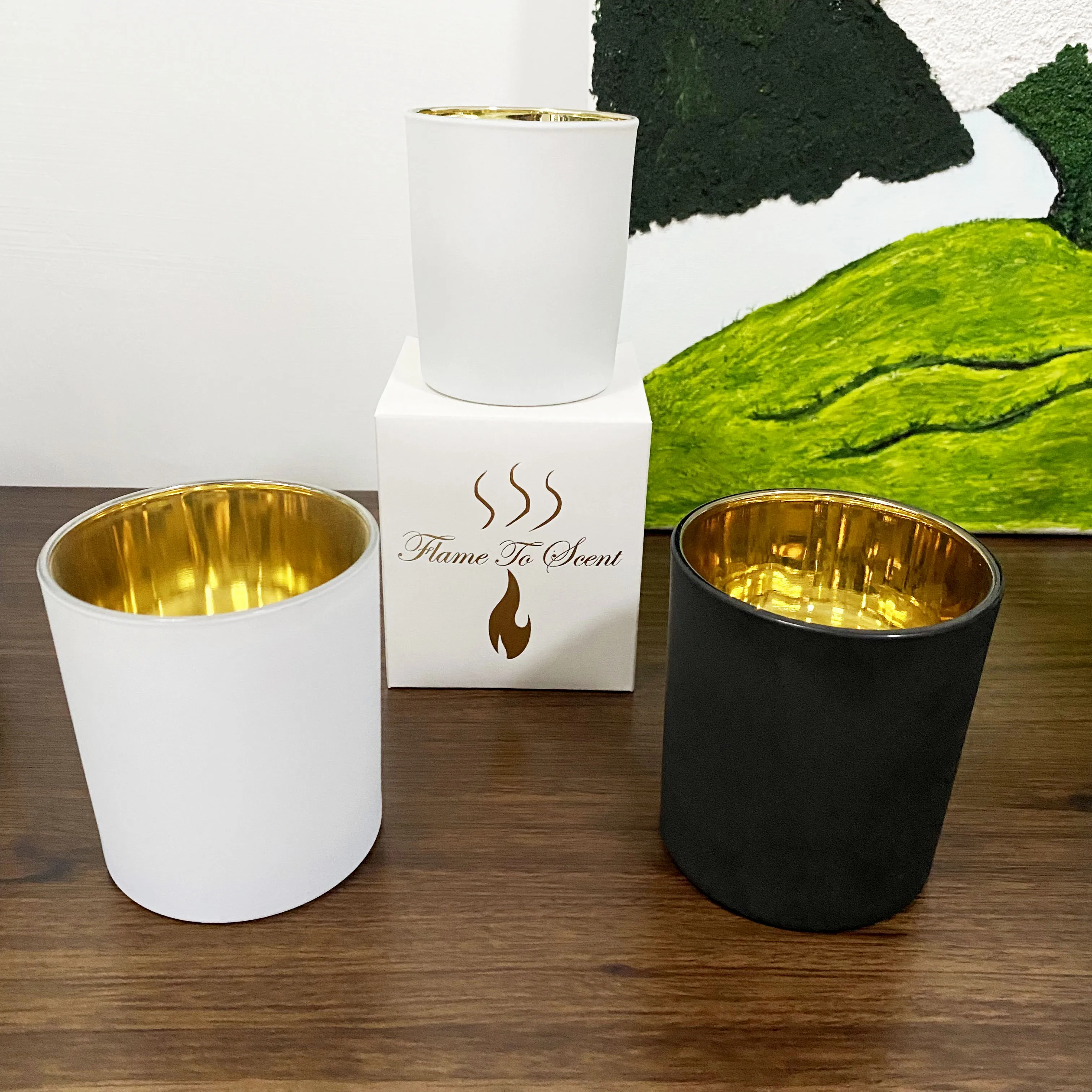 Low Moq Luxury Gold Glass Candle Jar Spot Matte White Black 6oz 8oz