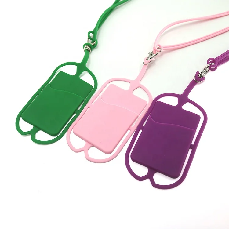 Оптовая продажа с завода, мягкий водонепроницаемый держатель для удостоверения личности, выдвижные резиновые силиконовые ремешки на шею для сотового телефона