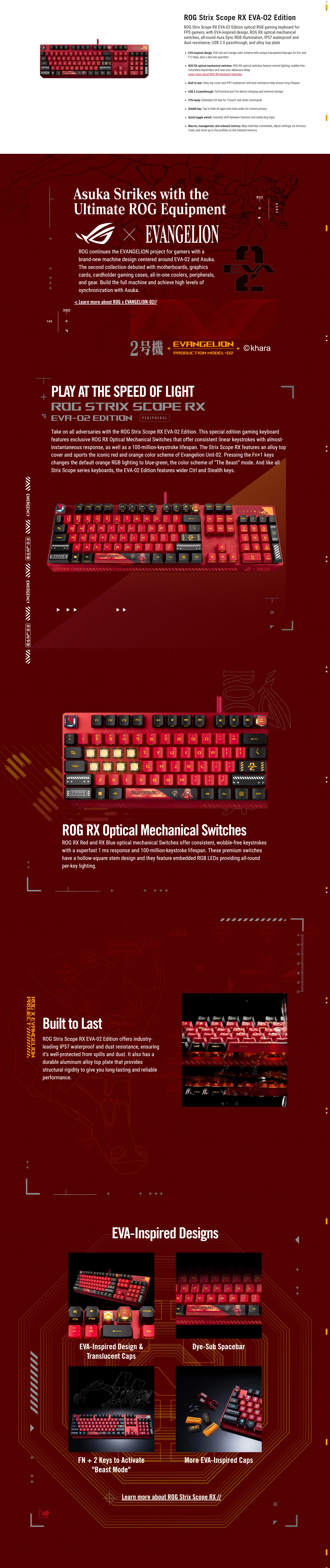 Clavier Gaming Asus ROG Strix Scope RX EVA Edition - Neuf En Boîte, Origine Chine