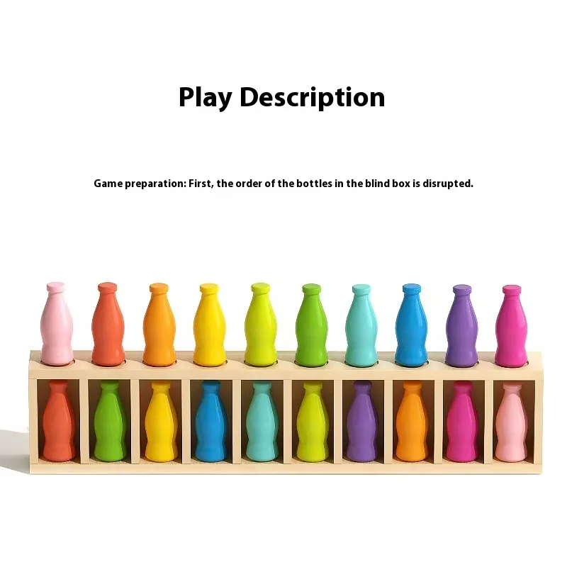新しい子供向け早期教育用ボトルの色合わせゲーム 木製インタラクティブおもちゃ 記憶力トレーニング ゲーム ファミリーゲームナイト用