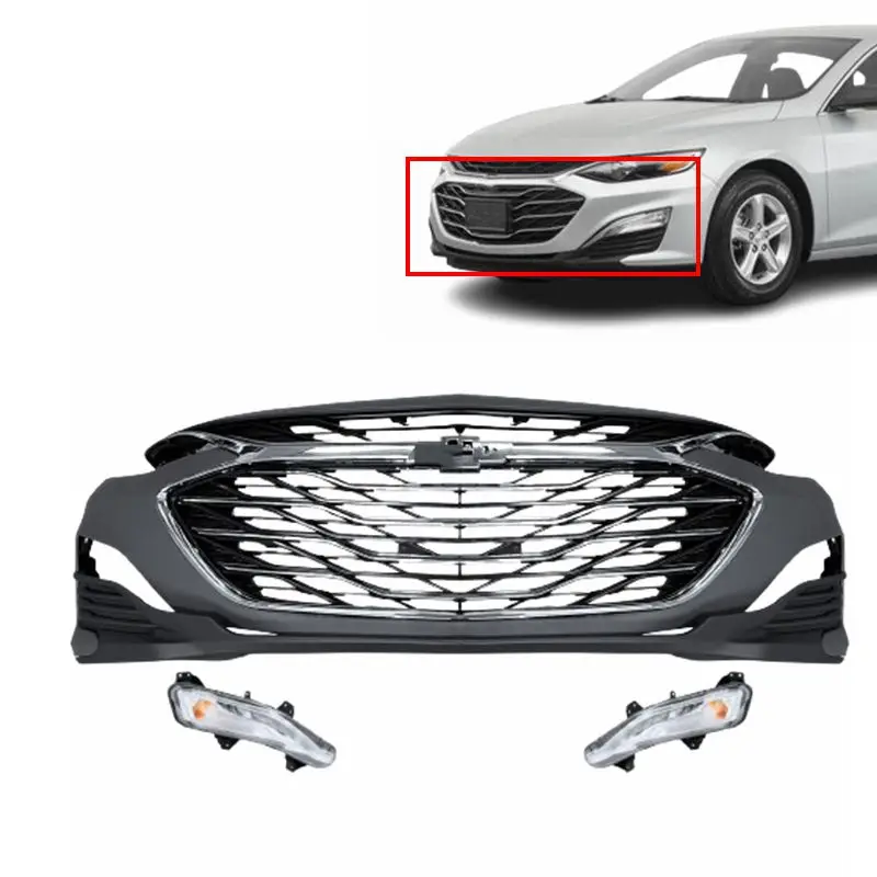 car Front Bumper Cover Grille Fog Lamp front bumper complete kit with without sensors For Chevy Chevrolet Malibu 2019-2023