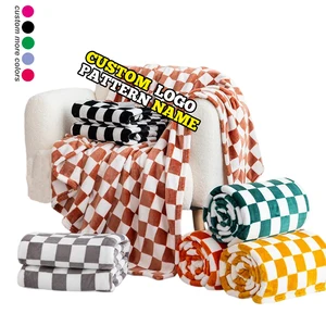 Hot Sale Checkerboard Fleece Blanket Queen Size Soft Warm Printing Fleece Chunky Cozy Winter Blankets Sofa Throw Blankets