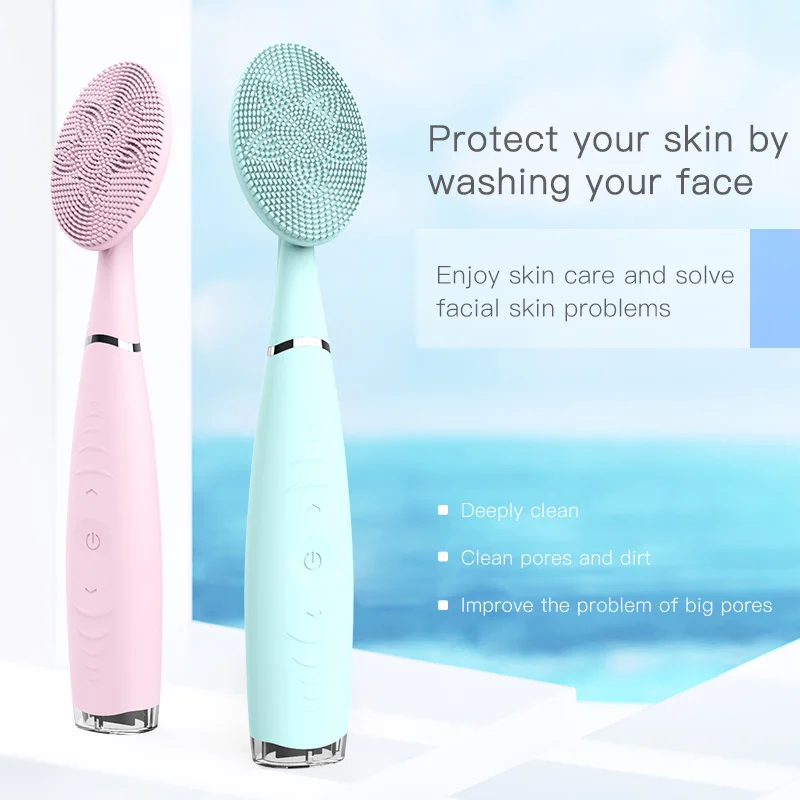 PSB adjustable speed electric vibrating exfoliator facial silicone sonic face cleansing brush scrubber