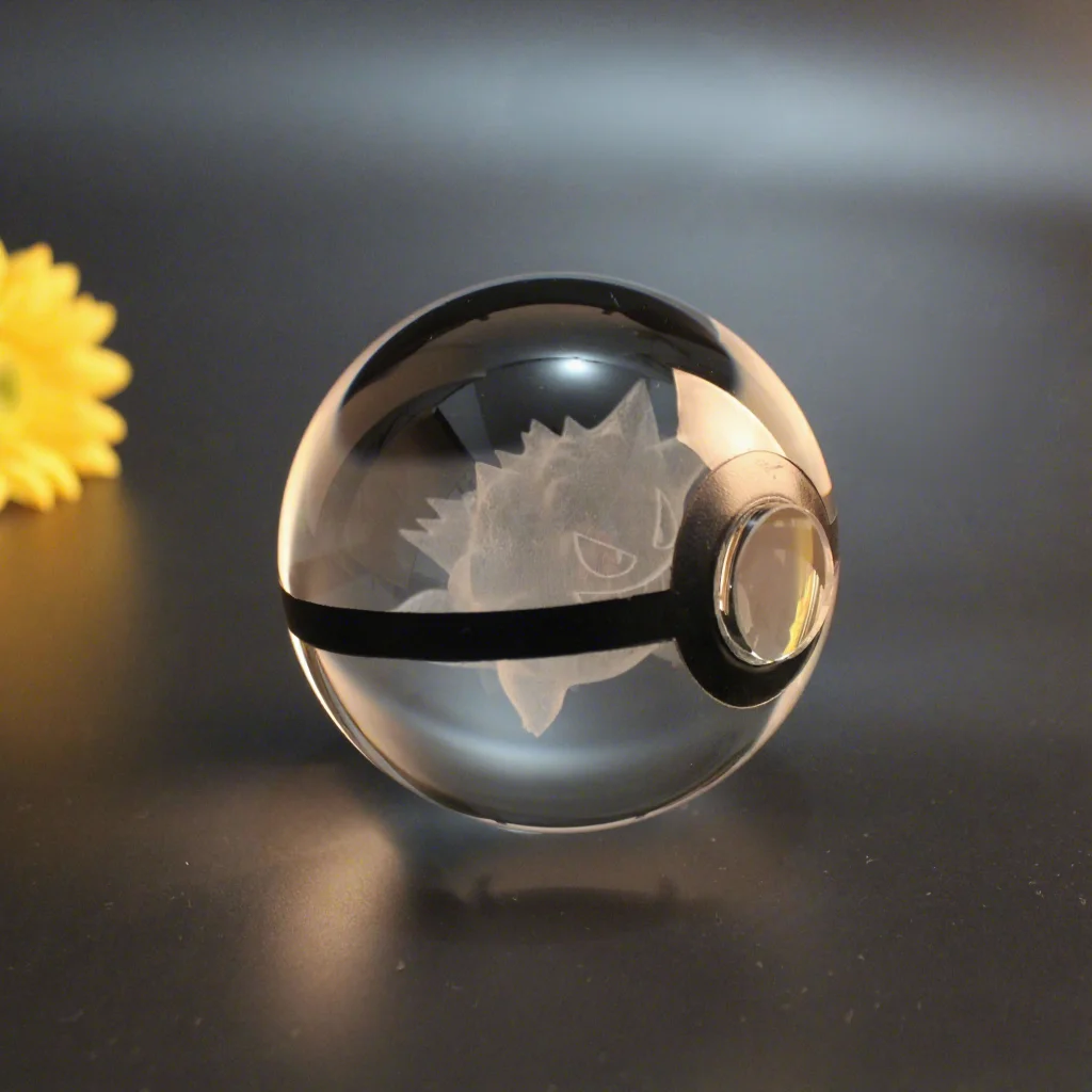 Gengar 3D Laser Etched K9 Crystal Pokeball Night Light Gift Lamp Custom Logo for Kids Children Christmas Charizard Eevee Mewtwo