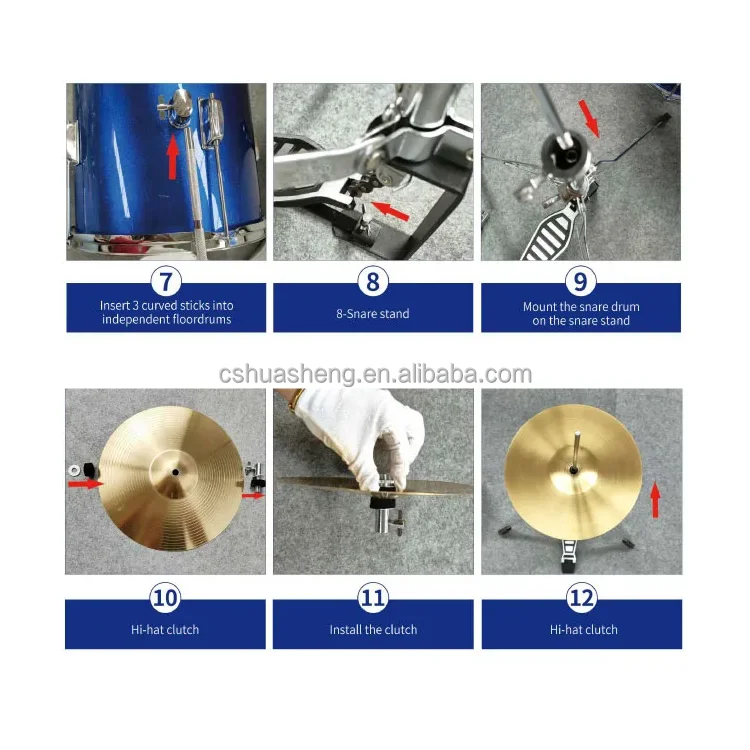 Huasheng 5 Piece Full Size Drum Set Professinal Wholesale Drum Set