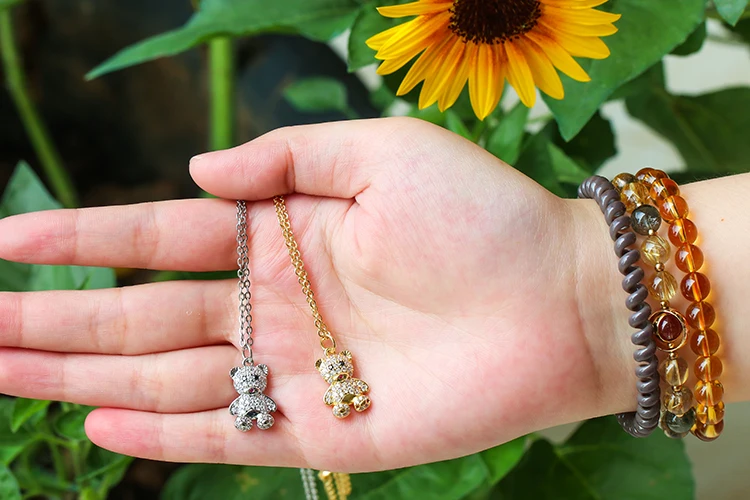 Collana Con Ciondolo A Forma Di Orso | Gioiello In Oro Per Uomo E Donna, Design Romantico - Foto 4