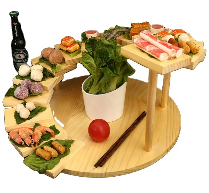 Sushi Serving Tray Creative Rotating Steps Stairs Meat Plate Sushi Sashimi Serving Plate for Restaurant Home