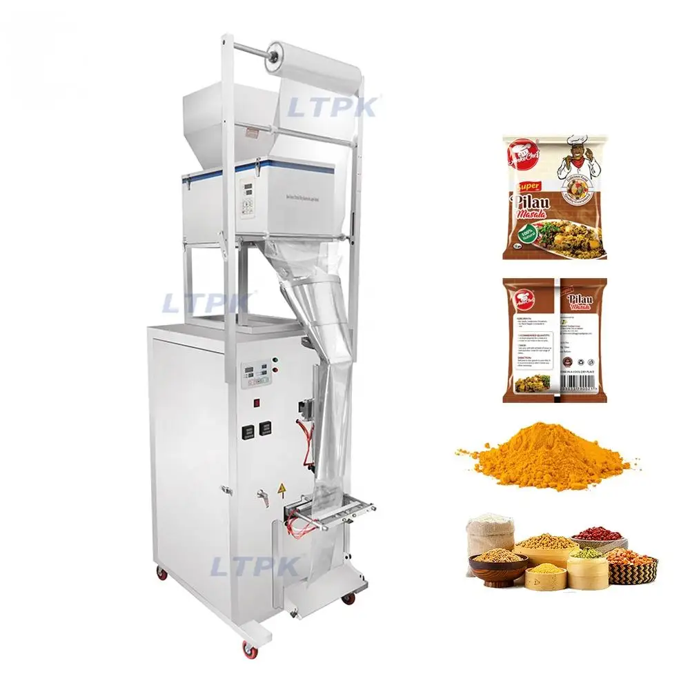 Factory price back seal snack nuts beans seeds coffee bag weighing filling sealing packaging machine with euro hole