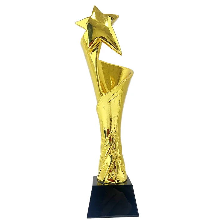 Small Bridge's Hot Sale Wholesale Gold Plated Metal Trophy Customized Logo Metal Star Crystal Trophy Resin Awards Medal Glass