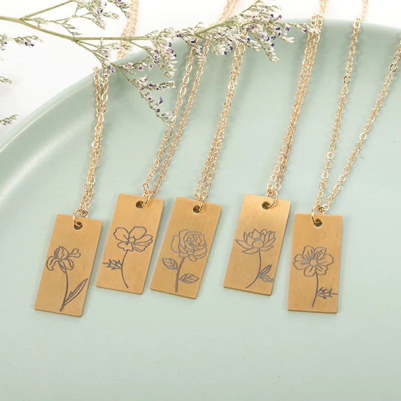 Necklaces Stainless Steel Birth Flower