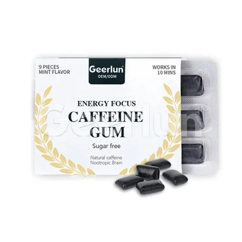 Fast Acting Nootropic Energy Gum Instant Mental Alertness Boost Natural Caffeine L Tyrosine Chewable Brain Supplement