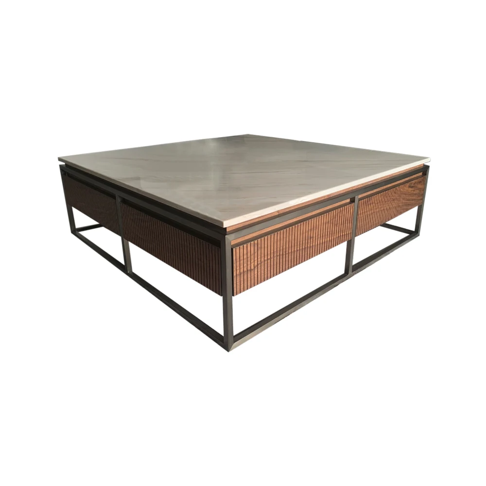 Elegant Platinum Sand Marble Coffee Table for Luxurious Living