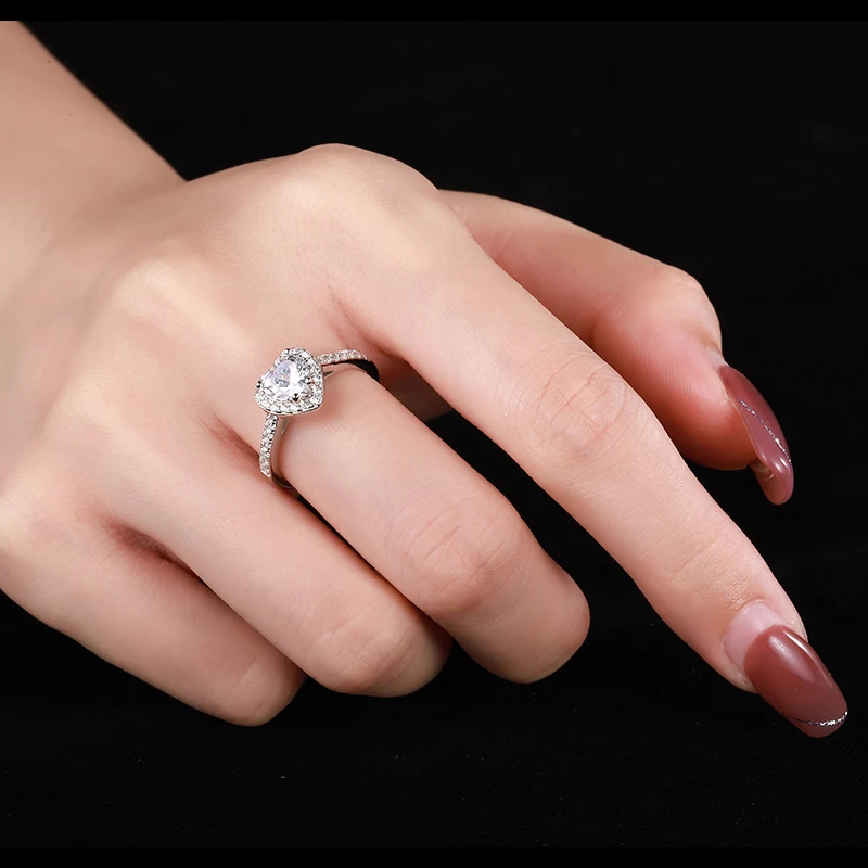 KAKODIY Women's Rings Exquisite Ring Personalized Ring Heart Shape Zircon 925 Sterling Silver Engagement Wedding detail 7