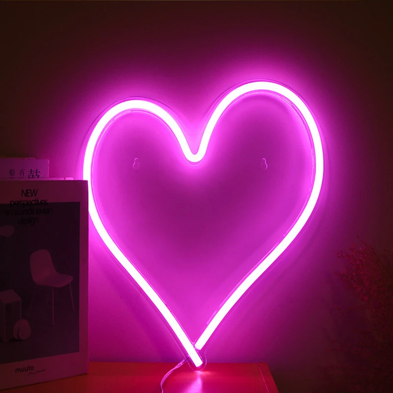 SHENPU Heart Shaped Love Neon Sign LED Neon Lights Neon Sign Heart