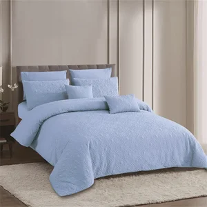 KOSMOS King Polyester Microfiber 90gsm Embossed  8 Pcs Comforter Set Bedding Set