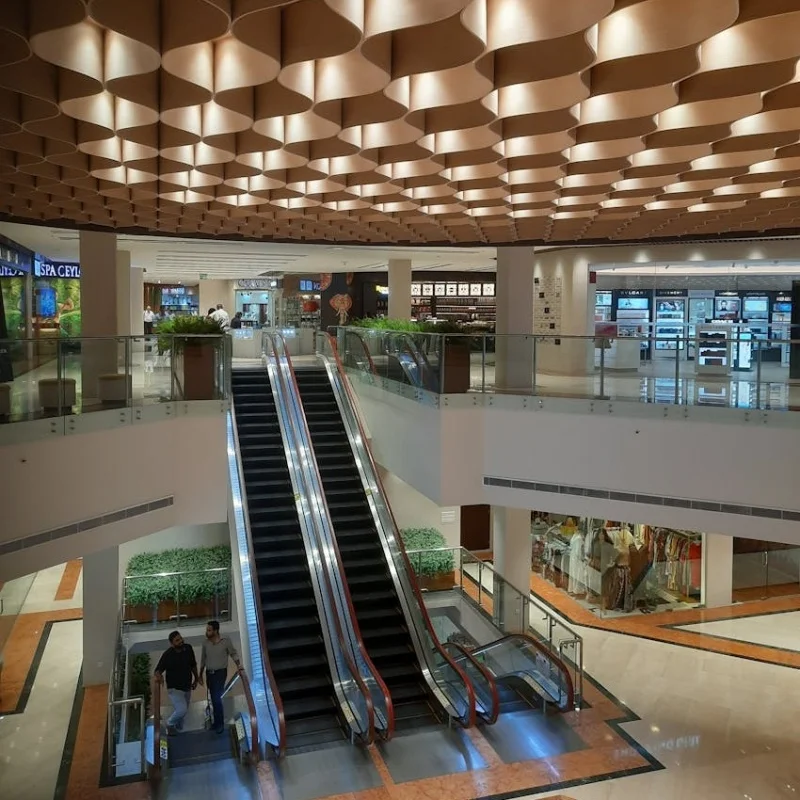 Large Shopping Mall Commercial Elevators Escalators Step Indoor Outdoor ...