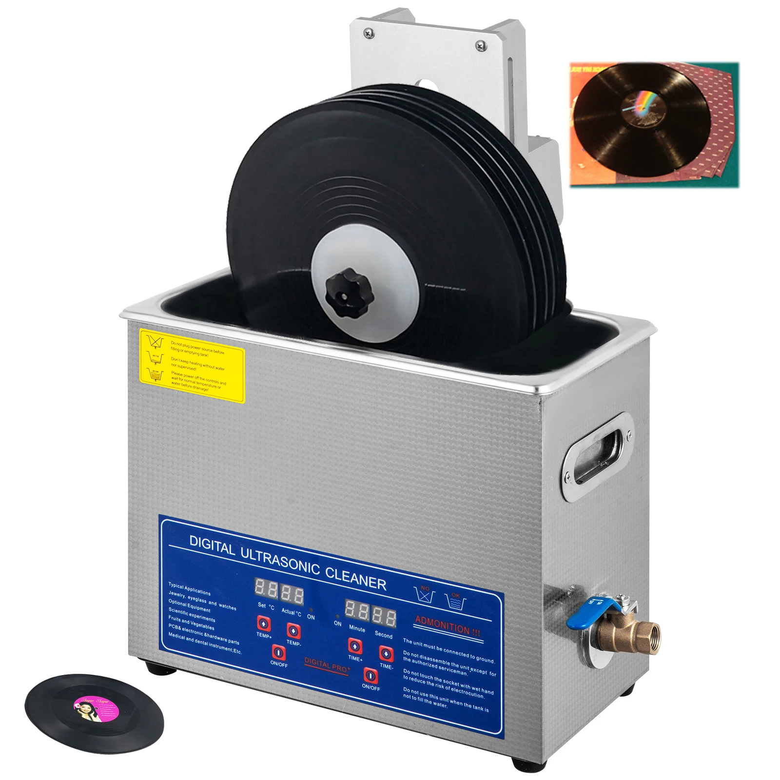 Nettoyeur de disques Vinyle à ultrasons, système de Nettoyage de disques  Vinyle 6L chauffé 180 W