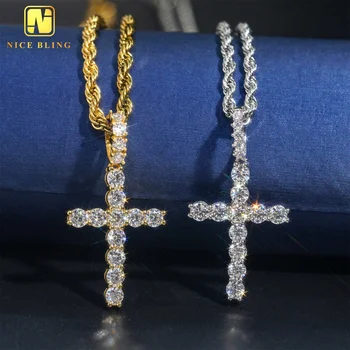 Pass Diamond Tester Cross Pendant VVS moissanite 925 Sterling Silver Hip Hop Rock iced out Pendant Lucky Charms Custom Accepted