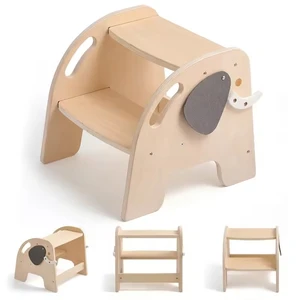 Wooden Creative Elephant Climbing Baby Chair Natural Solid Wood Furniture for Children Cute Design for Kitchen or Bedroom Use