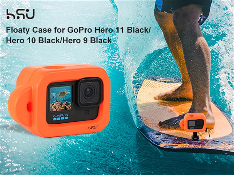 HSU Waterproof Prevent Sinking Floating Ultra-Buoyant Protective Floaty Housing Case For GoPro 12 11 10 9 Water Sports Swimming