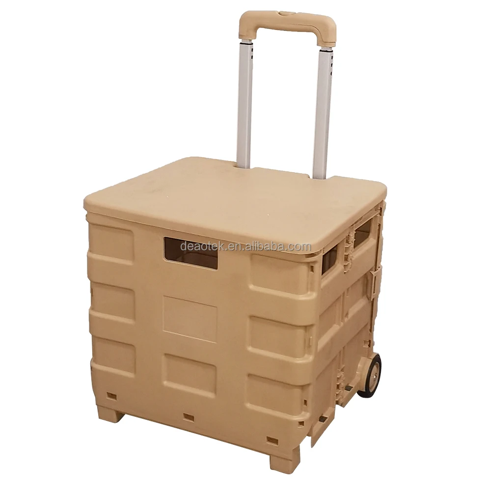30kg Small Foldable Shopping Cart with Lids Collapsible Plastic Folding Foldable Shopping Cart Foldable Trolley Cart