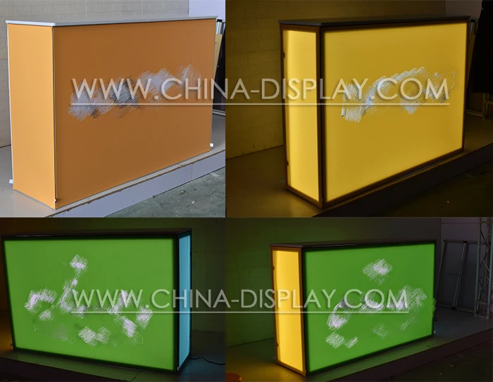 Bright Trade Show Counter With LED Light Advertising Exhibition Table ...