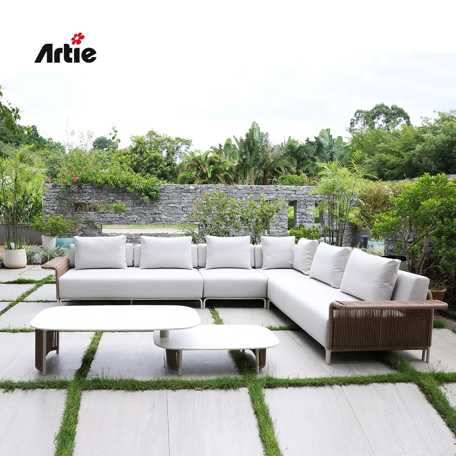 Artie Luxury Garden Lounge Set Modern Rattan Furniture