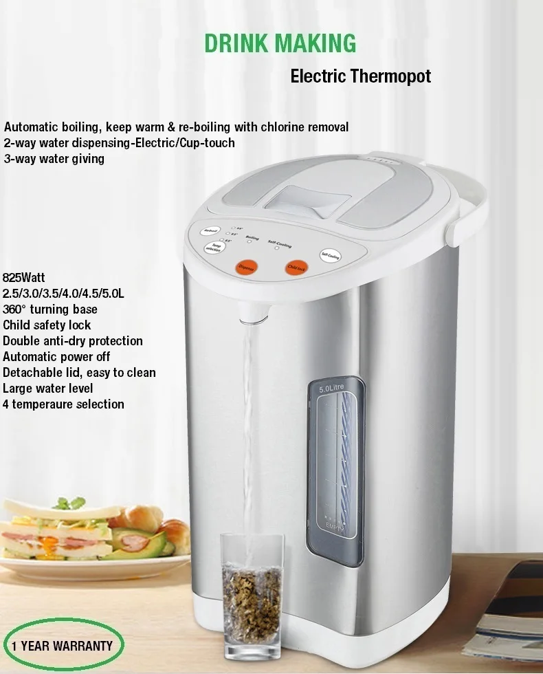 4l Electric Thermo Air Pots Thermopot Stainless Steel Water Boiler Pot