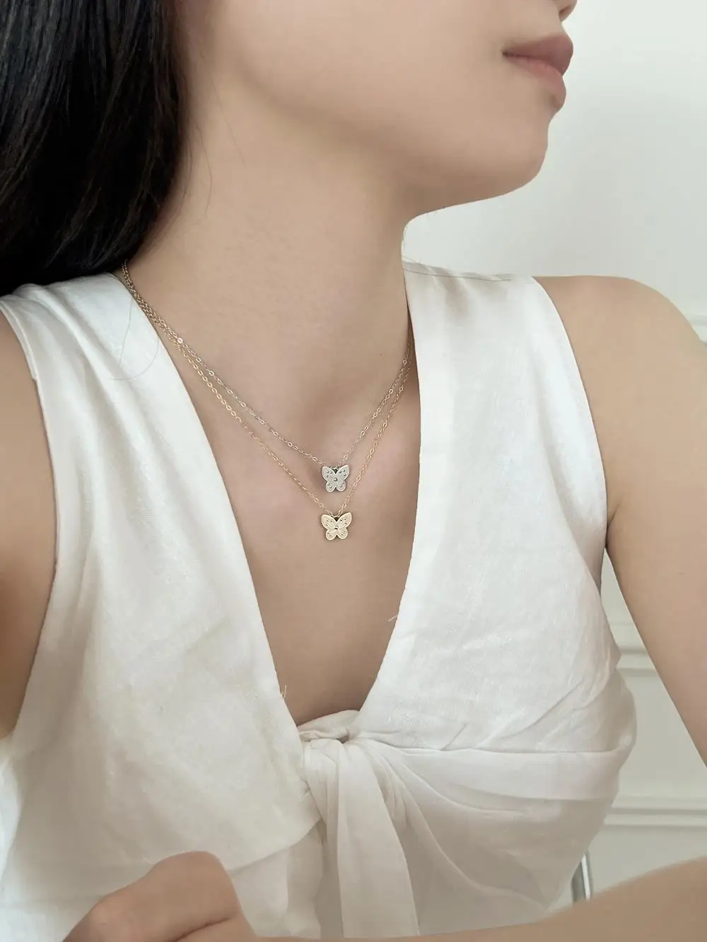 KAKODIY Casual Women's Daily 925 Sterling Silver Jewelry 14K Gold Plated Butterfly Pendant Necklace detail 5