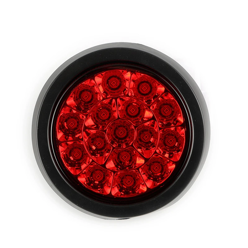 4 Inch Round Red 19 LED Truck Trailer Brake Stop Taillights Rear Lamp ...