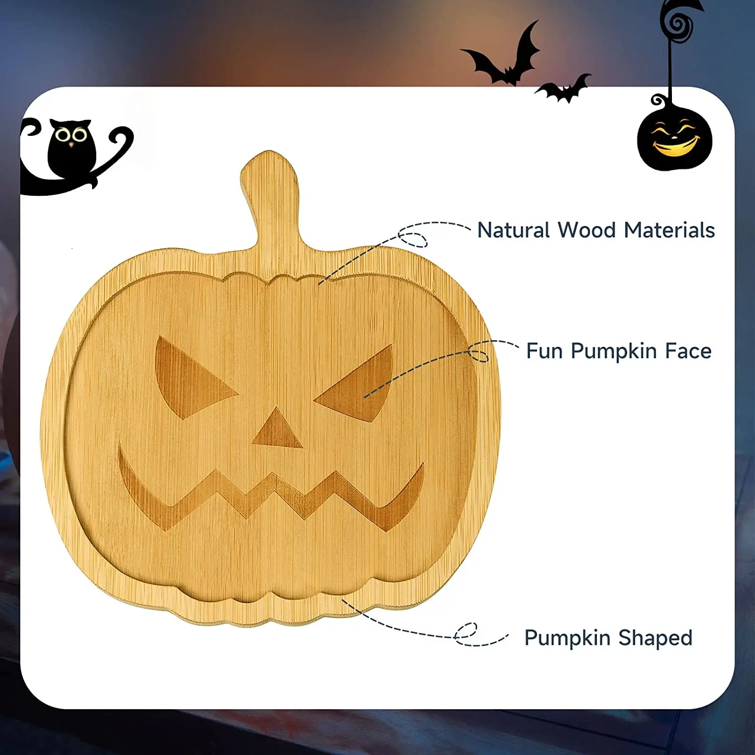 product pumpkin wooden charcuterie board bamboo cheese platter and serving tray plate for party-1