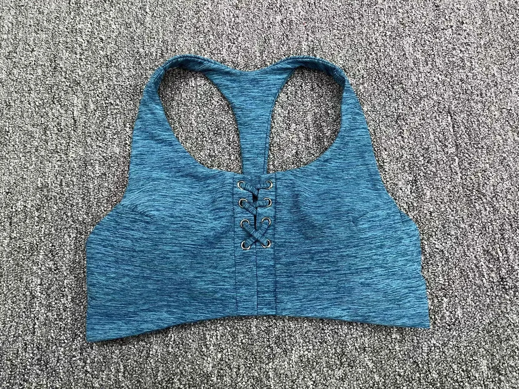 Wholesale Custom Women Running Gym Yoga Bra Athletic Workout Fitness Crop Supportive Removable Pads Fixed Lace Up Sports Bra supplier