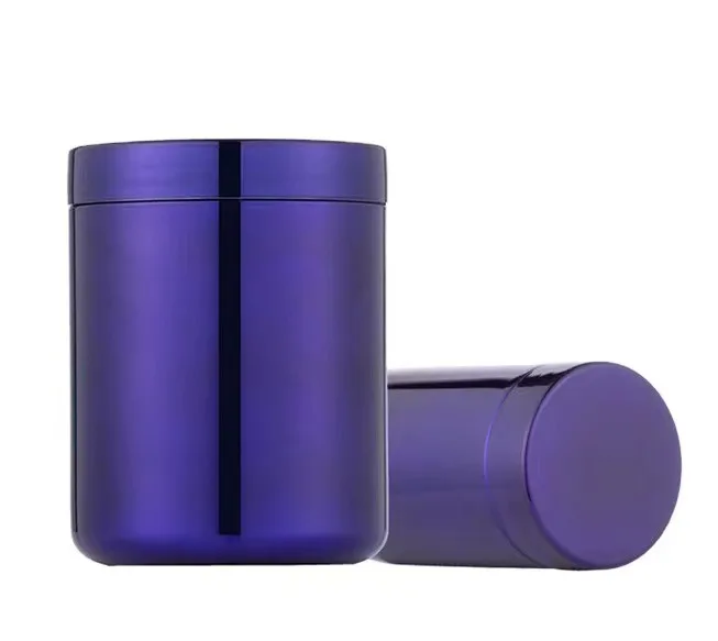 20oz 650ml HDPE Purple New Design Chrome Protein Powder Plastic Tub Packaging for Medicine and Pills
