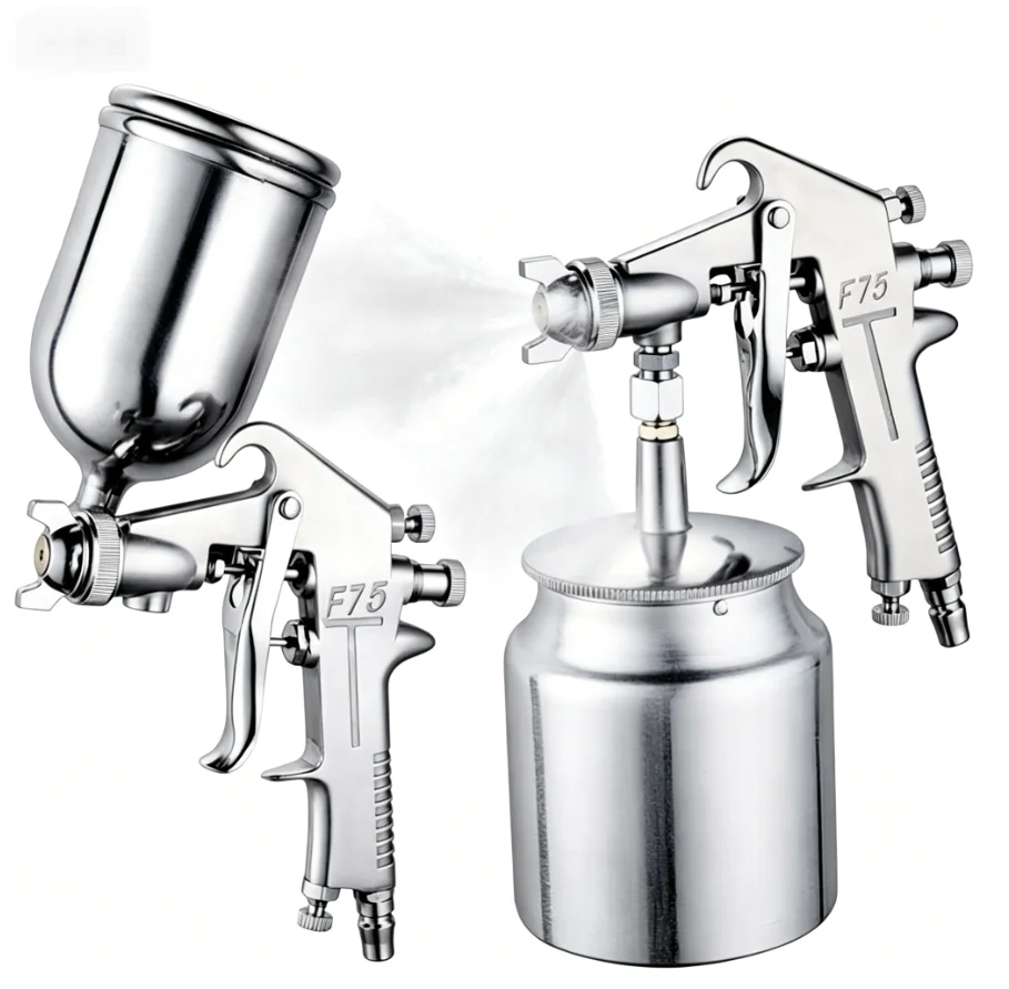 TEBAK F75 Air Paint Spray Gun - High Atomizing Aluminium Nozzle for Automotive Surface Spraying