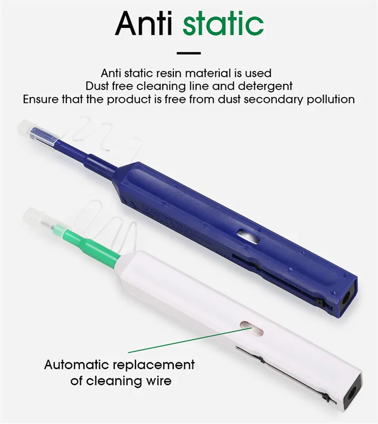 One-Click Cleaner Optical Fiber Cleaner Pen Cleans 2.5mm SC FC ST and MU Connector Over 800 Times Fiber Cleaner