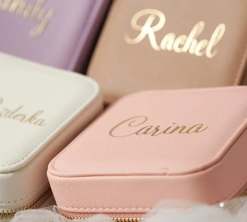 Fadeli Hot Sale Women Girls Earrings Ear Stud Box Organizer Portable Jewelry Storage Case PU Leather Small Travel Jewelry Boxes