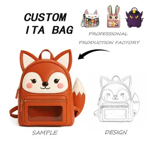 Custom OEM Fashion Design PU Ita Bag with Transparent Window Pin Display Insert