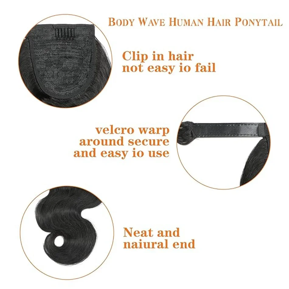 Boby Wave Hästsvans Peruansk Remy Hår Omlott Hästsvans för Kvinnor 8-32 Tum 100% Äkta Hår_voghion.com