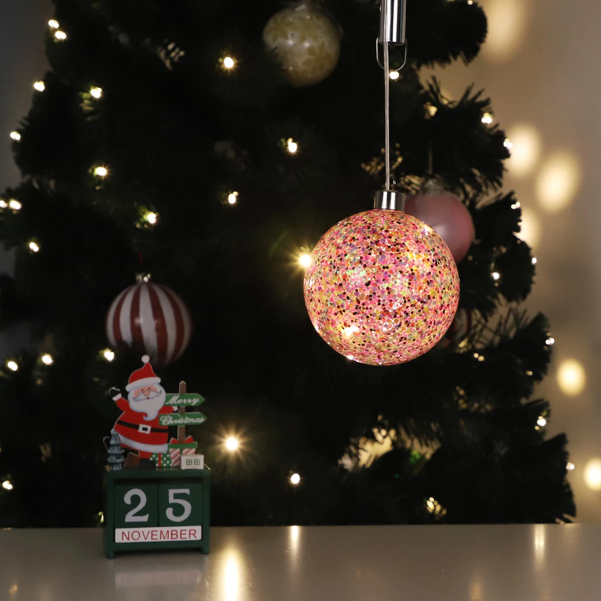 Hot selling glass luminous hanging decorative glass decorations Christmas party decoration