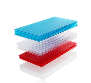 Building material greenhouse sun room polycarbonate hollow sheet 10mm thickness blue opal clear red color plastic sheet