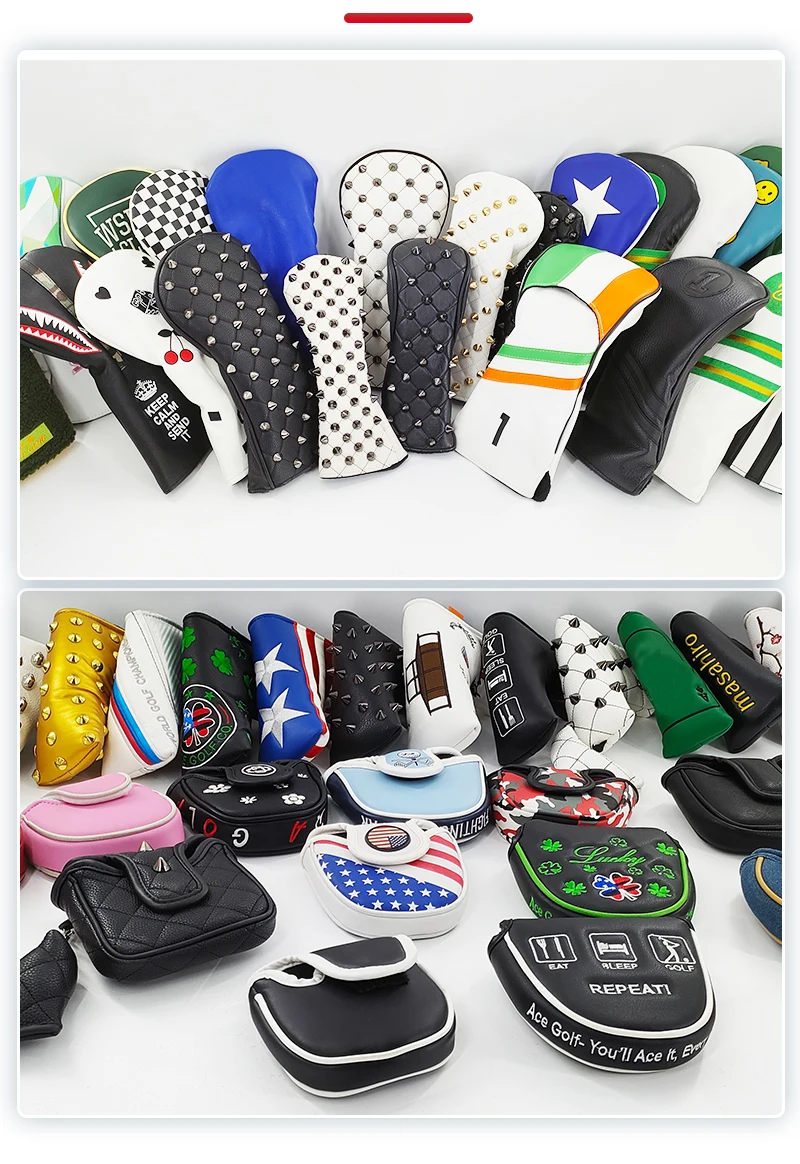 Hand Made Plaid Tweed Wool Material Barrel Custom Logo Golf Head Cover