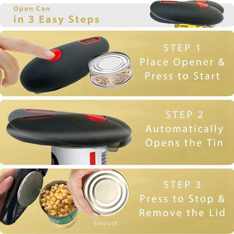 Electric Can Opener Automatic Tin Cordless One Touch No Sharp