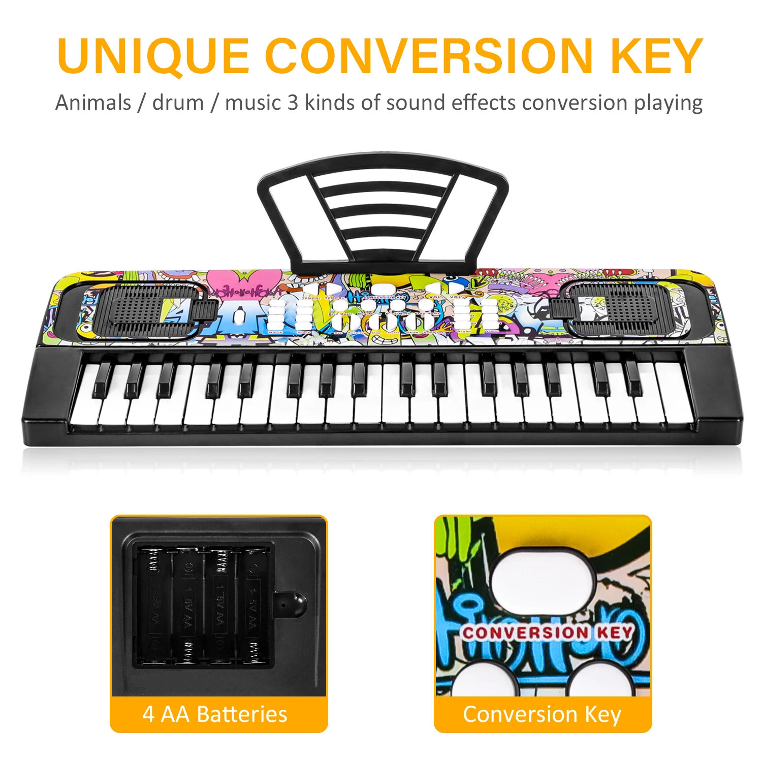 Xmas Birthday Gift for Girls Boys Toddler M SANMERSEN Kids Piano Keyboard 37 Keys Portable Electronic Piano with Music Book Bracket Musical Toy for 3-8 Years Old Kids 