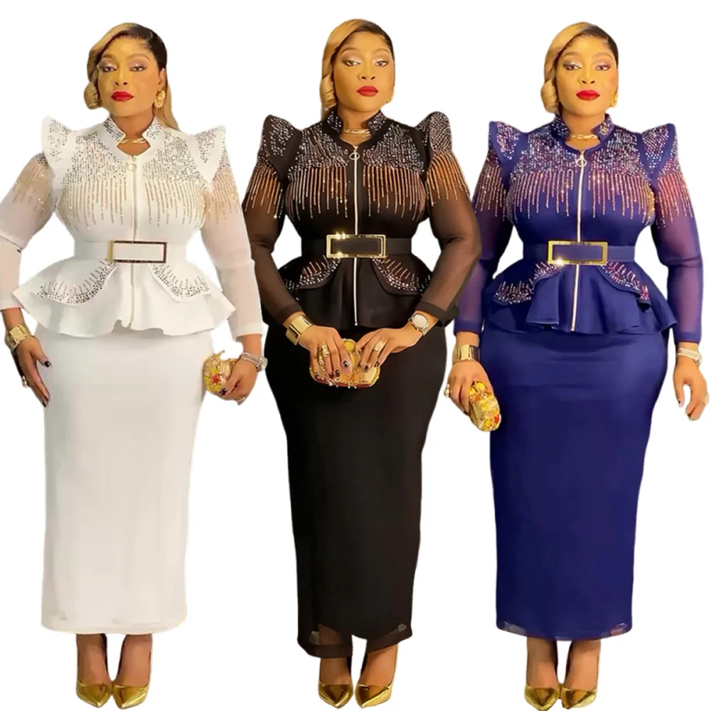 Two Piece Set Plus Size Women's Clothing Sexy High Quality Traditional  African Dress Oversize Big Ass in Evening Night Dress