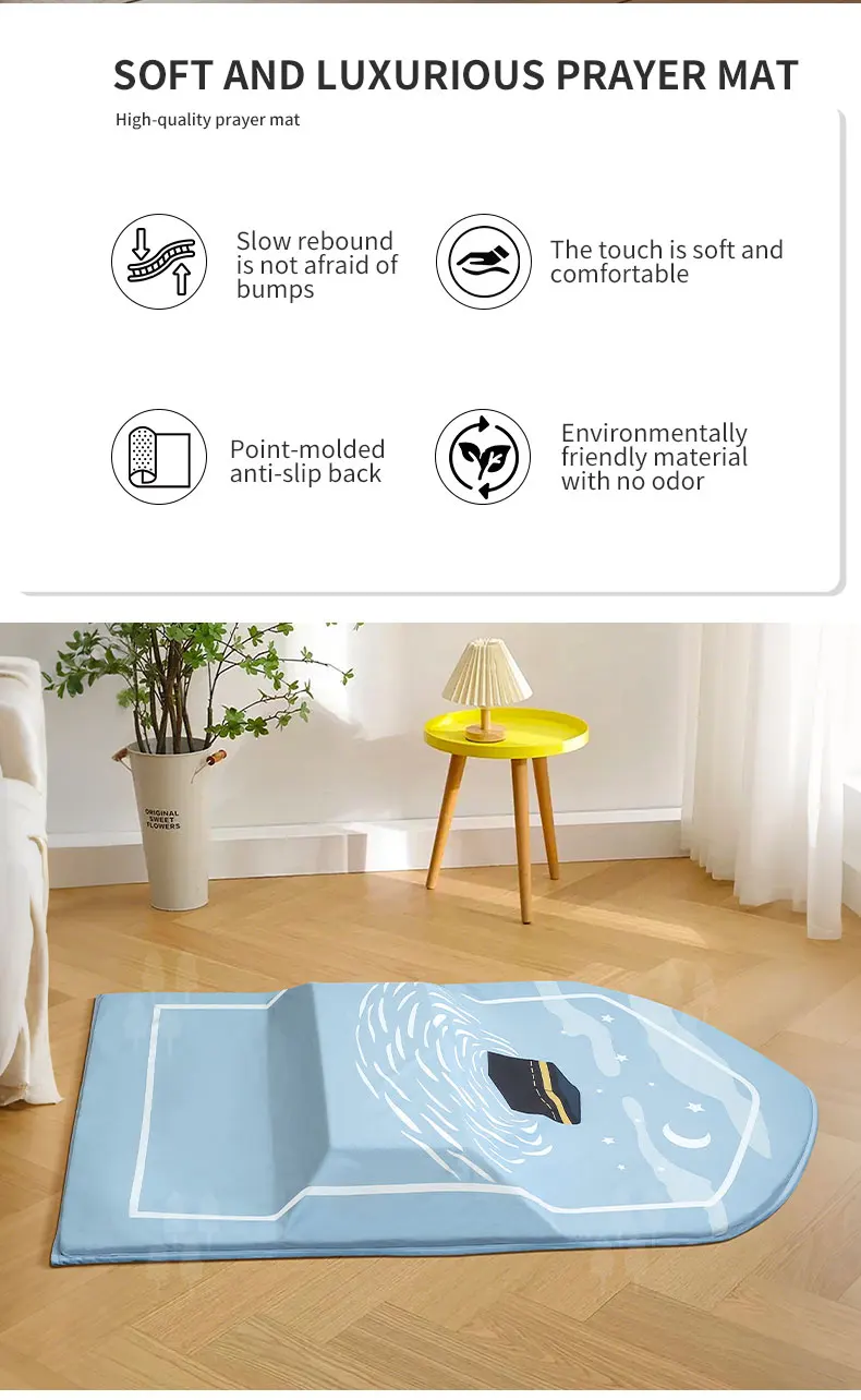 Tapis de prière ergonomique en mousse à mémoire avec support_voghion.com