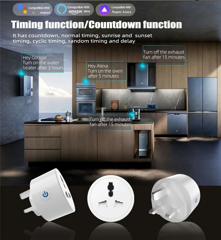 Universal Standard Travel Socket British Standard Universal Hole Tuya Wifi 16A Smart Voice Control Remote Timing Socket