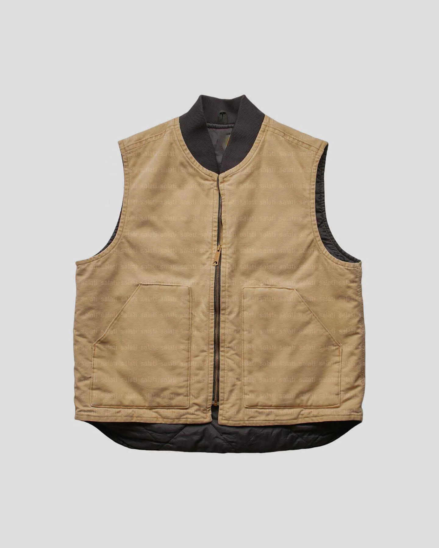 For Clothing Manufacturer Custom Knitted Duck Canvas Zipper Vintage Oversized Sleeveless Winter Worker Work Vest 100% Cotton gallery 8